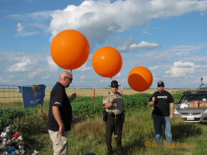 Preparing for the balloon release.