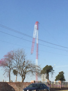 Crumpled KOMA radio tower in Moore, OK